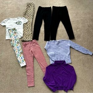 Youth girls size 10 leggings, flares, pjs, sweater, quarter zip Gap H&M old navy